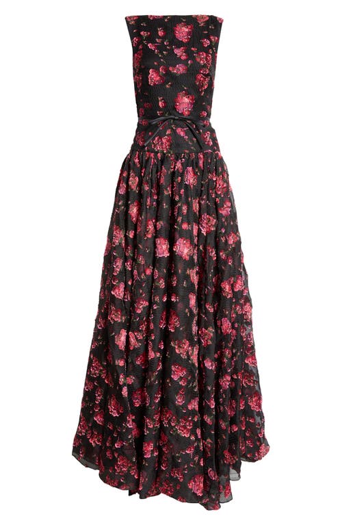 Shop Erdem Floral Fil Coupé Gown In Black