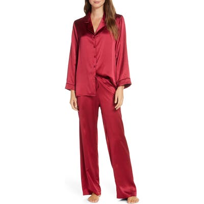 Christine Lingerie Silk Pajamas, Red
