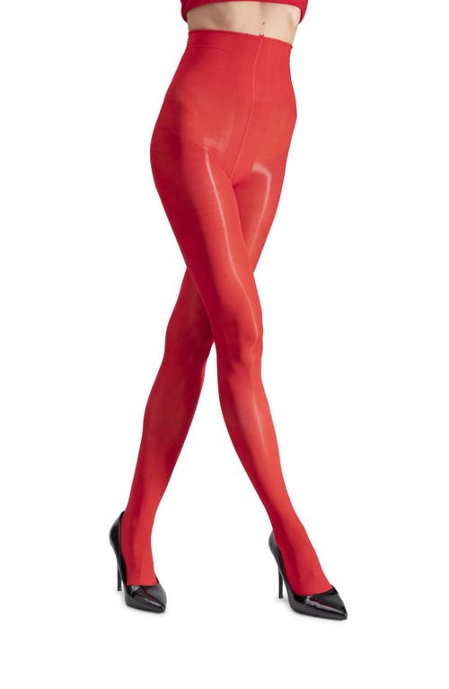Lechery ® Lustrous Silky Shiny 40-denier Semi-opaque Tights In Red