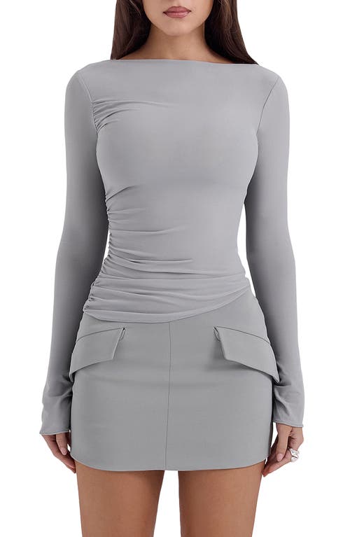 House Of Cb Floria Ruched Top In Ultimate Grey