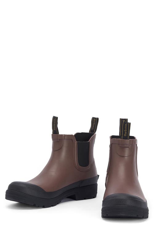 Shop Barbour Storm Waterproof Chelsea Rain Boot In Dark Sand Brown/black