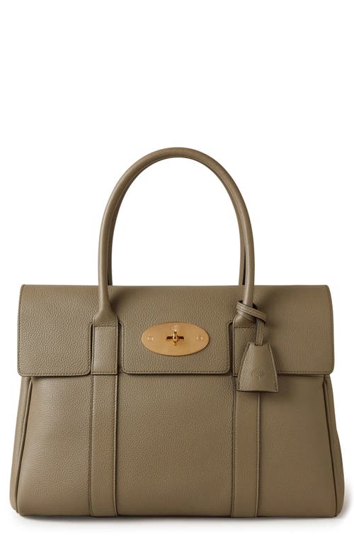 Mulberry Bayswater Pebbled Leather Satchel in Linen Green at Nordstrom