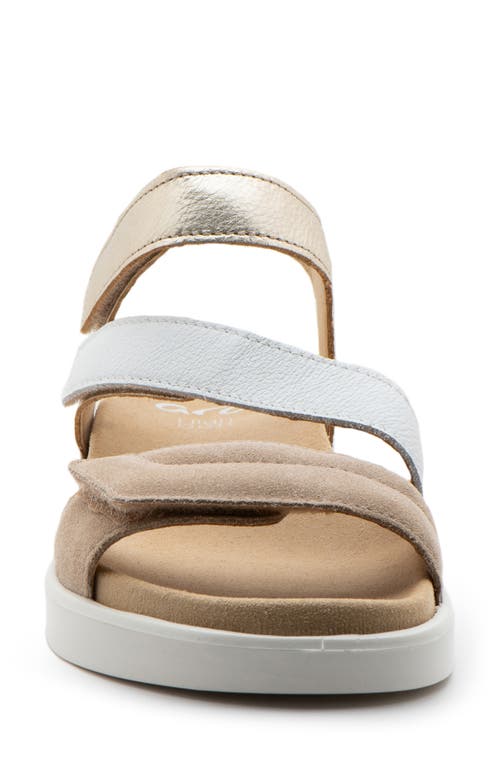 Ara Marina Wedge Sandal In Sand/white/platinum