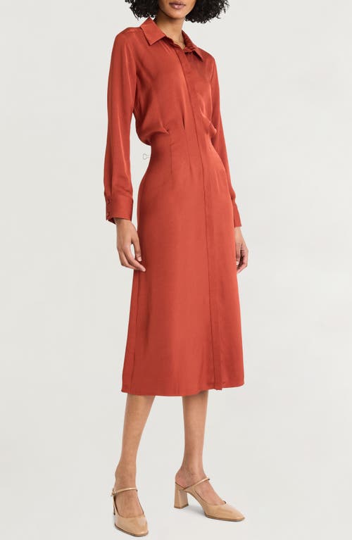 Shop Luxely Long Sleeve Shirtdress In Picante