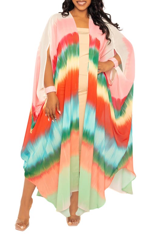 Shop Buxom Couture Ombré Stripe Elastic Cuff Cover-up In Orange Multi