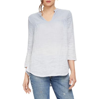 Michael Stars Raelynn Notch Neck Cotton Blouse, Blue
