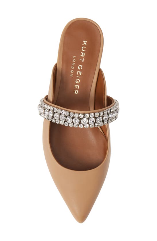 Shop Kurt Geiger London Princely Crystal Embellished Mule In Camel Leather