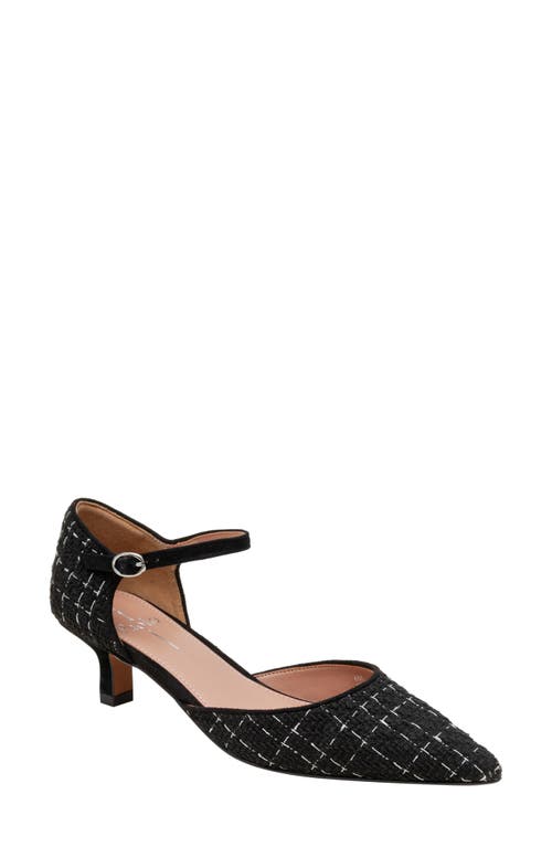 Linea Paolo Carey Ankle Strap Pointed Toe Pump In Black-white Plaid
