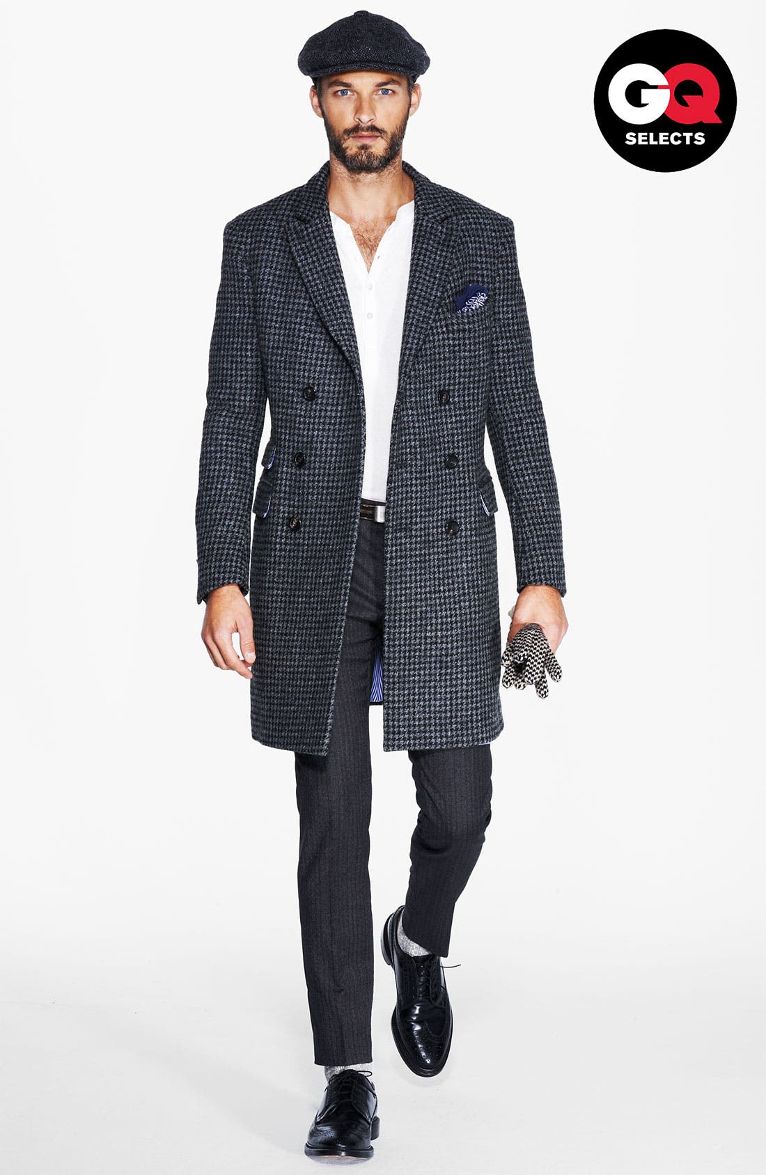 mens houndstooth topcoat