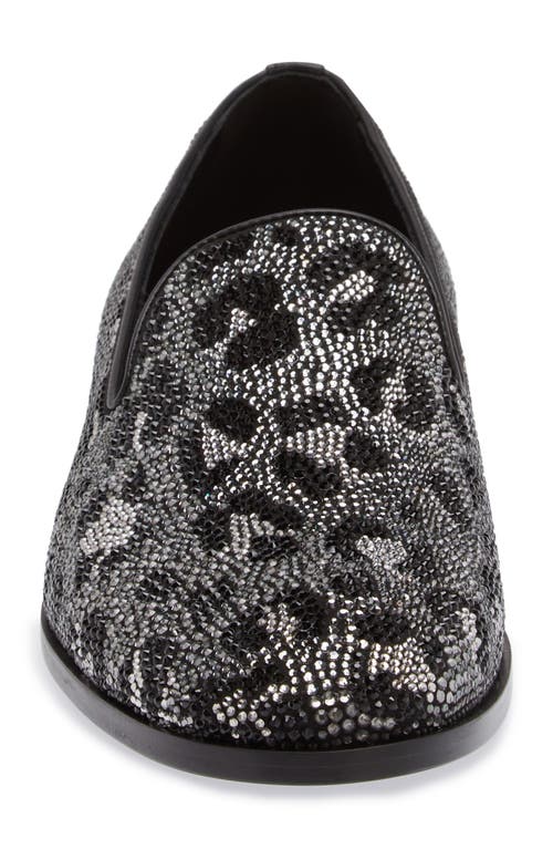 Shop Versace Leopard Spot Crystal Embellished Venetian Loafer In Black-palladium