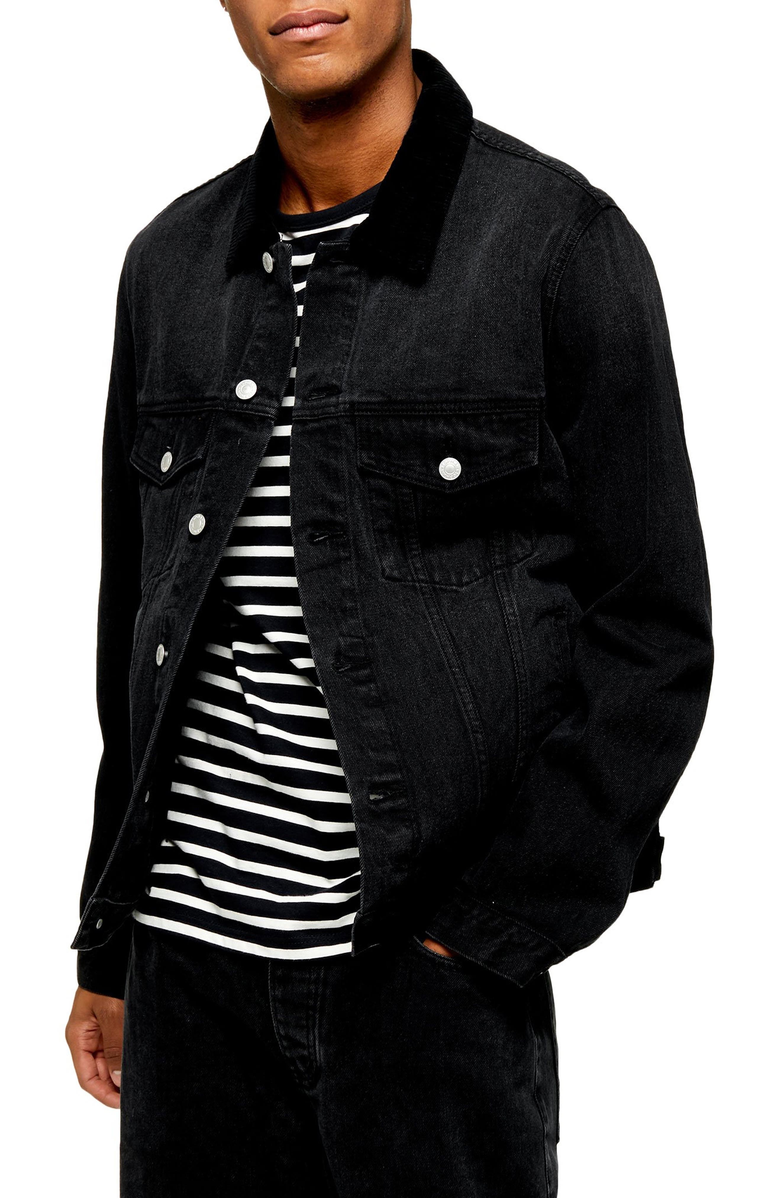 Topman Corduroy Collar Classic Fit Denim Jacket Nordstrom
