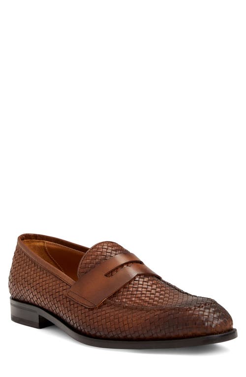 Vesini Woven Penny Loafer in Brown Woven