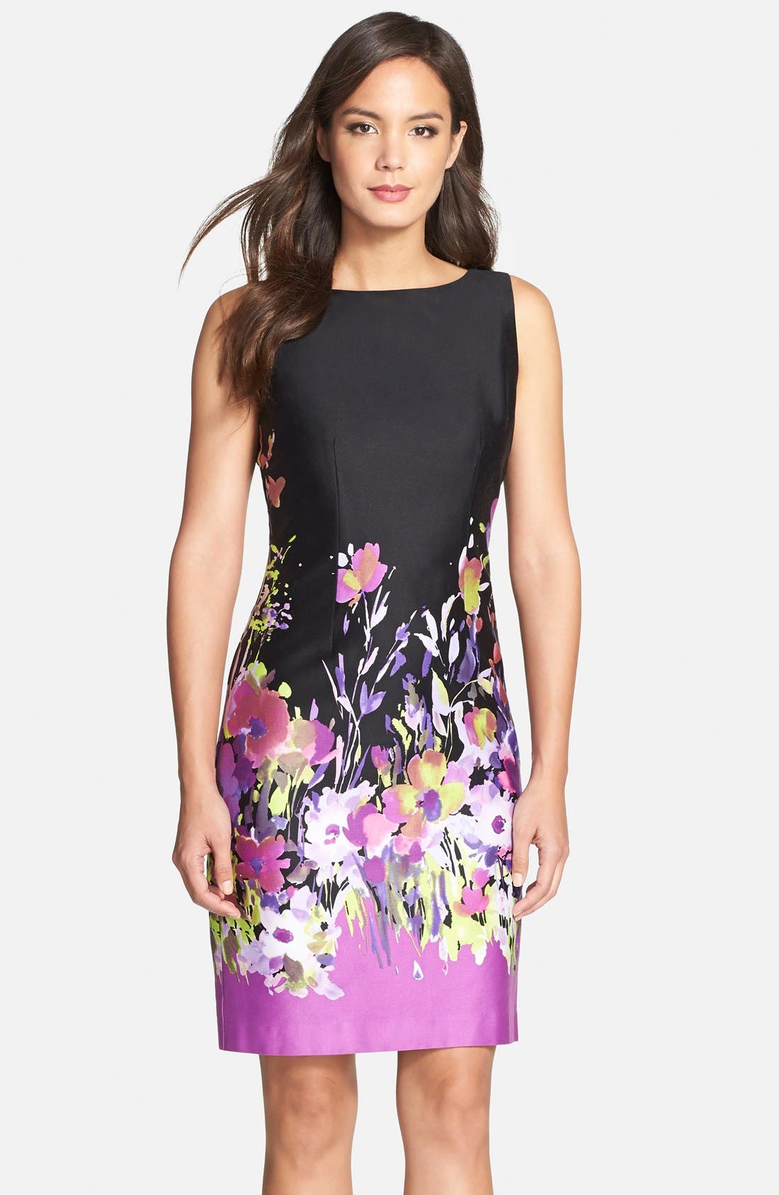 Chetta B Floral Print Sateen Sheath Dress | Nordstrom