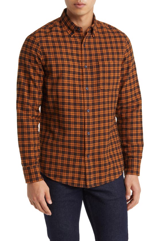 Nordstrom Marcus Trim Fit Check Flannel Button-down Shirt In Brown