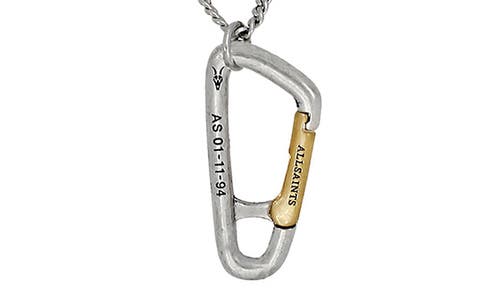 Shop Allsaints Two-tone Carabiner Pendant Necklace In Warm Brass/warm Silver