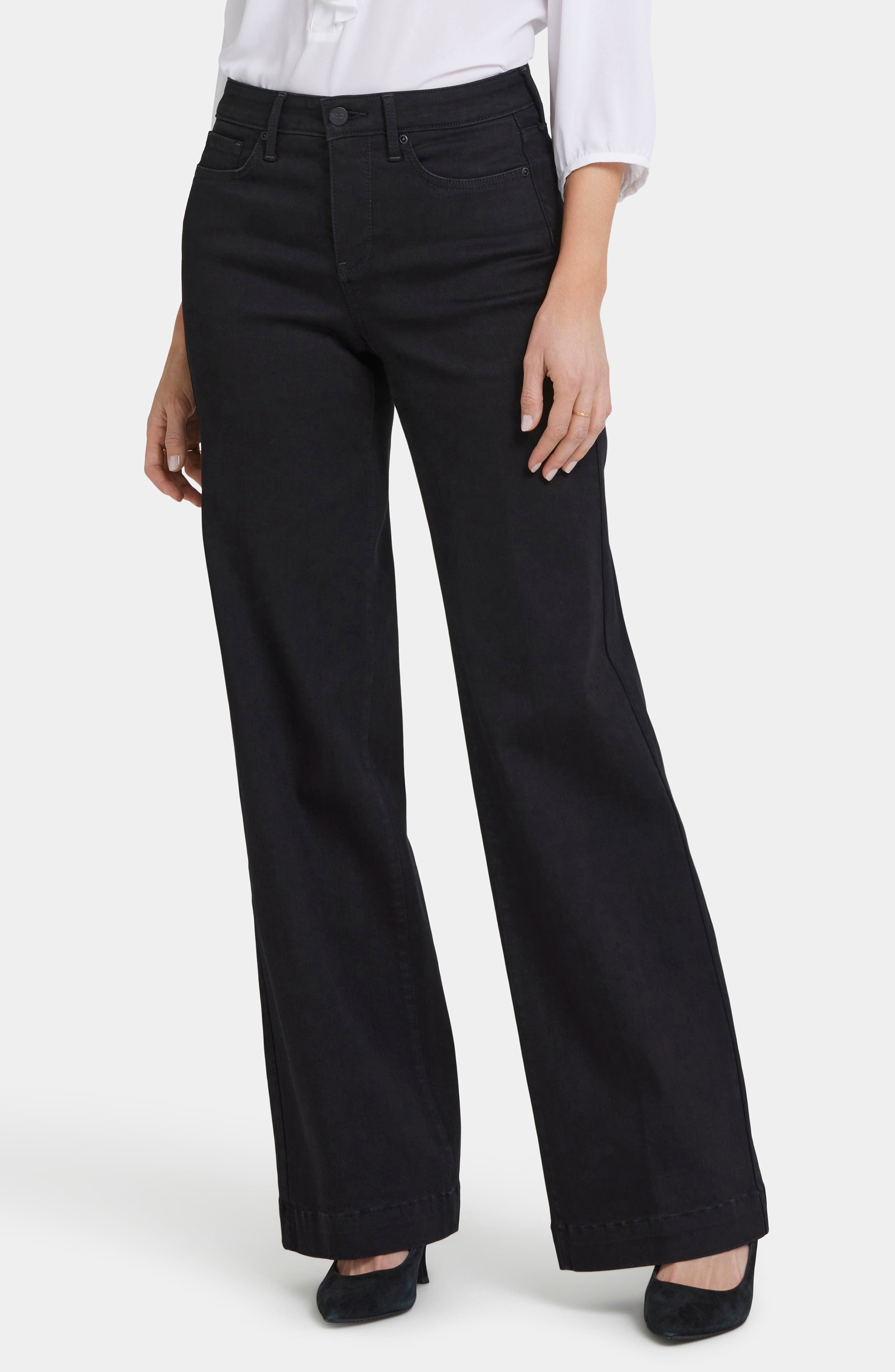 NYDJ Teresa Wide Leg Corduroy Pants in Black Rinse 
