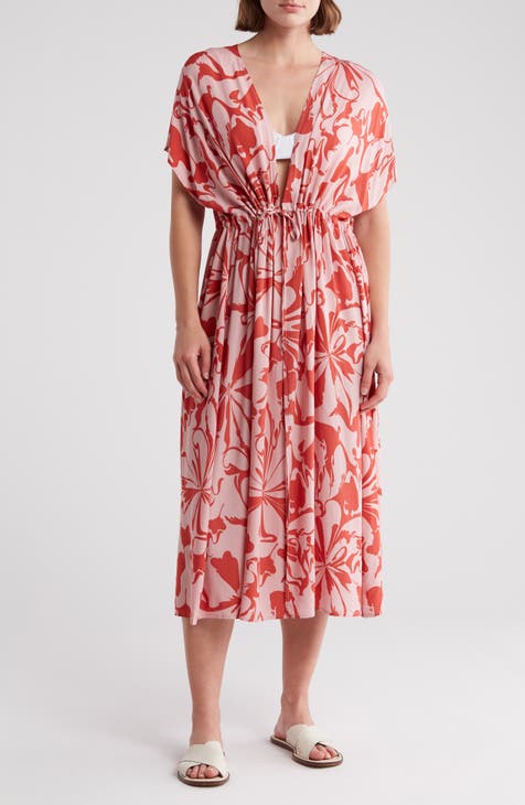 Floral Short Sleeve Cover-Up Dress