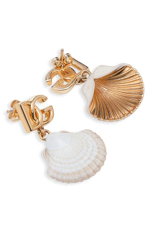 Shop Dolce & Gabbana Dolce&gabbana Dg Logo Shell Drop Earrings In Zoo00 Oro