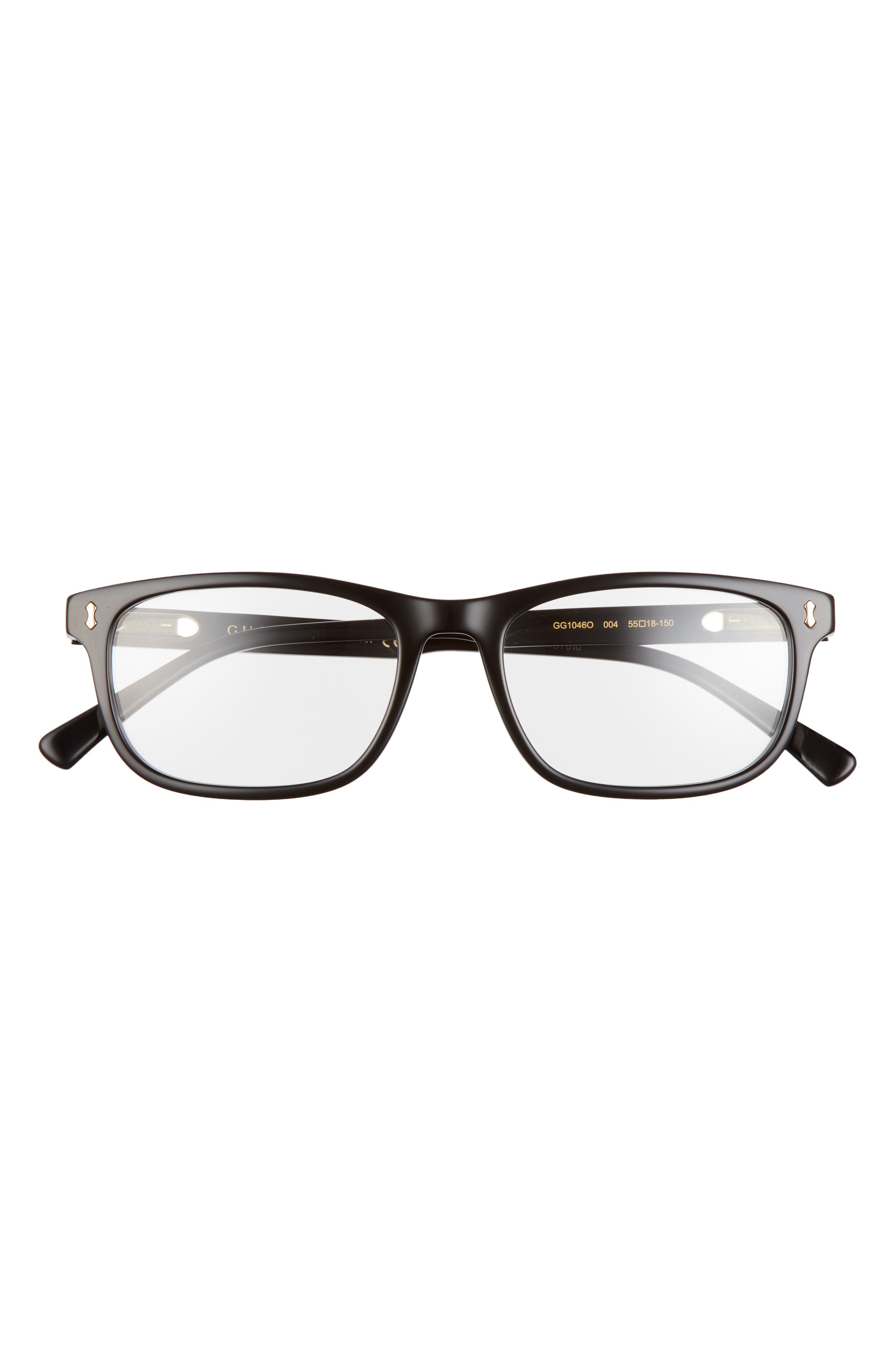 Gucci 55mm Rectangular Optical Glasses in Black at Nordstrom