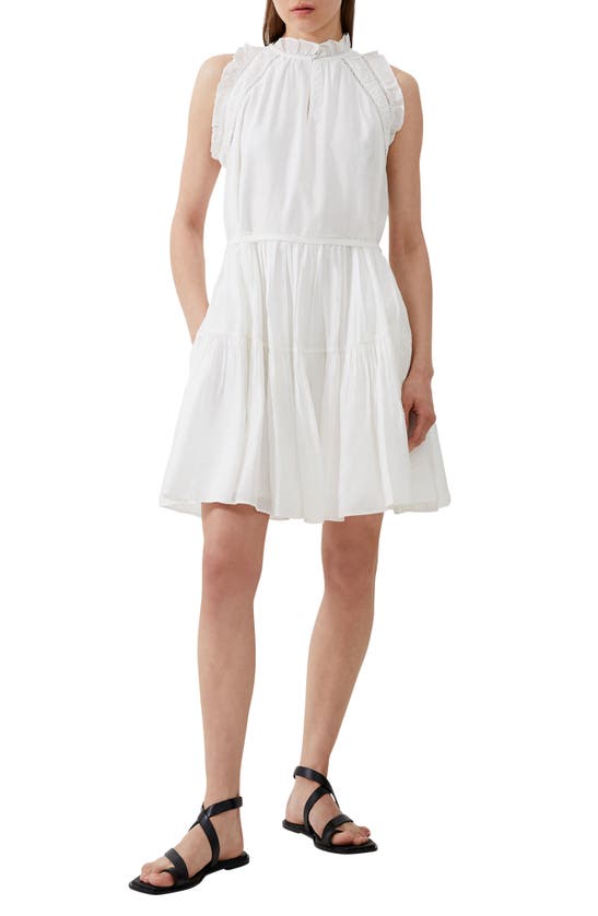 French Connection Emily Lace Trim Tiered Dress In Summer White