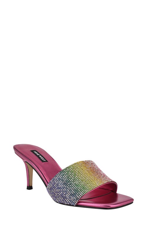 Donnah Slide Sandal in Pink Rainbow