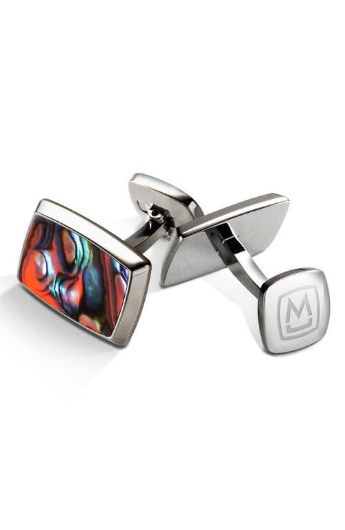 M Clip M-clip® Abalone Cuff Links In Stainless Steel/orange