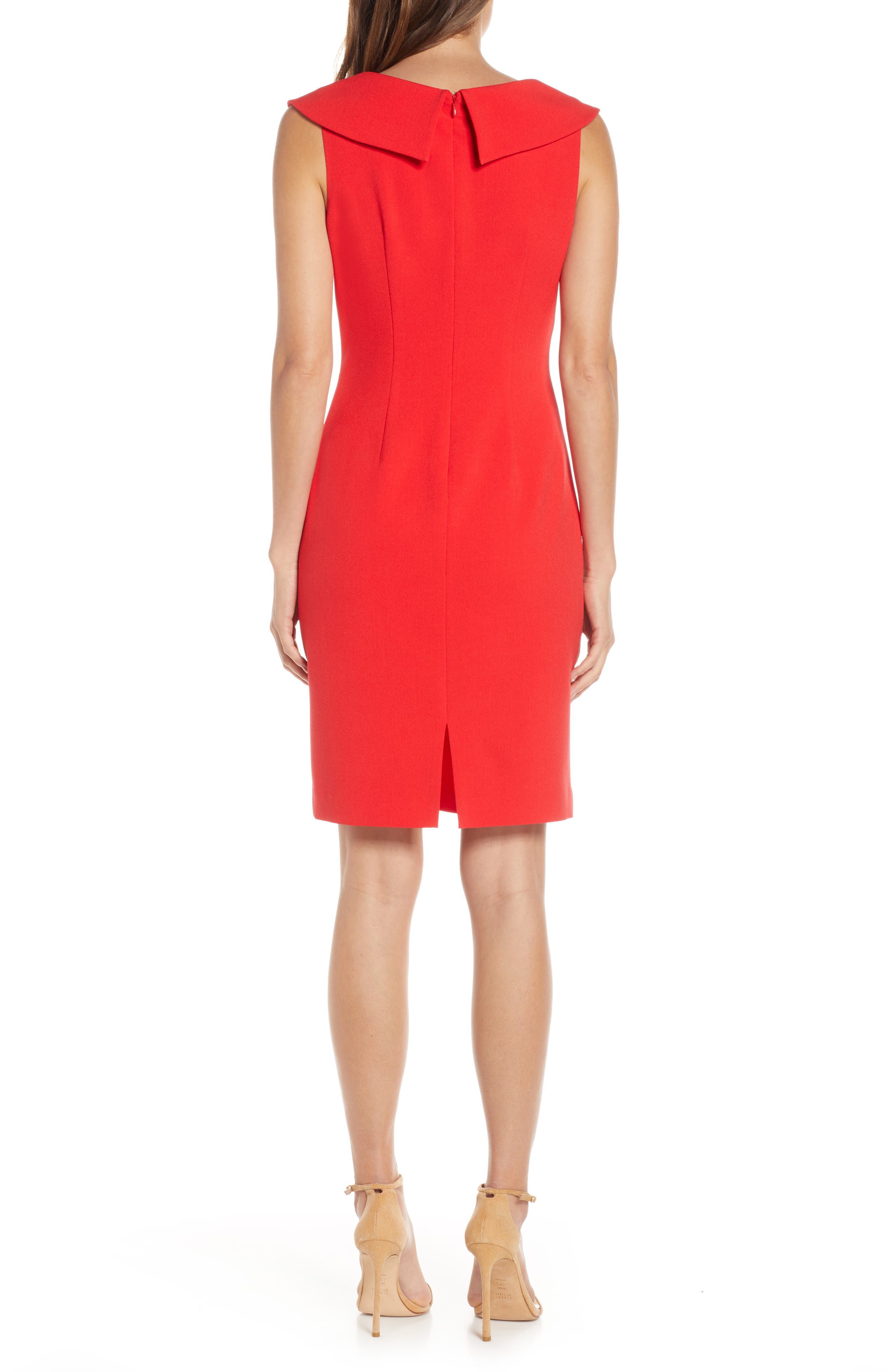  Envelope Collar Crepe Sheath Dress, Alternate, color, MAJESTA CRIMSON