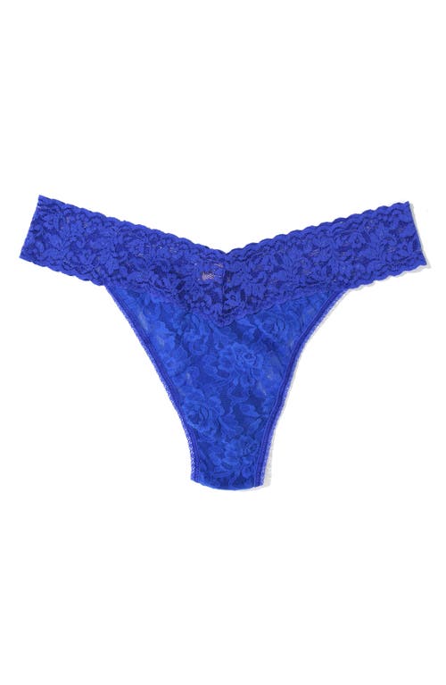 Hanky Panky Original Rise Lace Thong In Blue Solace