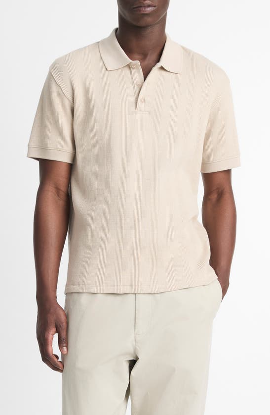 Vince Textured Cotton Polo In Neutral