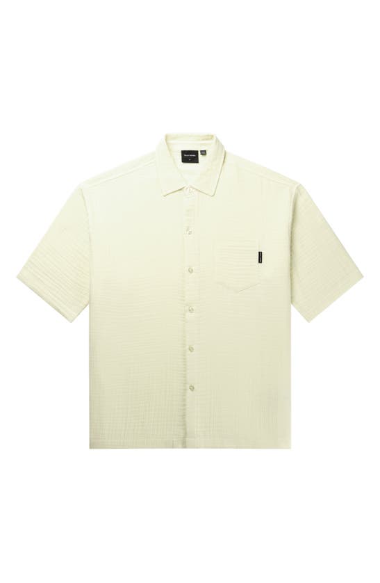 Shop Daily Paper Enzi Solid Short Sleeve Cotton Seersucker Button-up Shirt In Icing Yellow