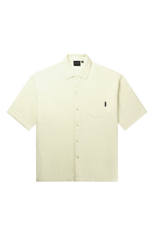 Enzi Solid Short Sleeve Cotton Seersucker Button-Up Shirt in Icing Yellow