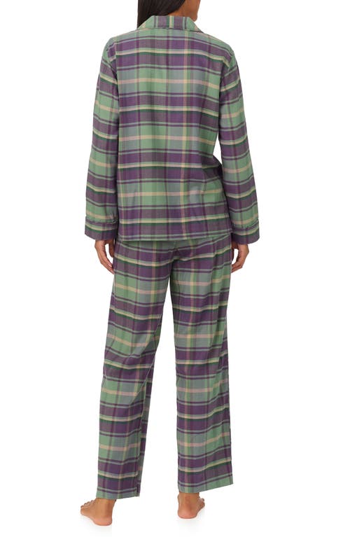 Shop Lauren Ralph Lauren Print Cotton Blend Pajamas In Multi Plaid