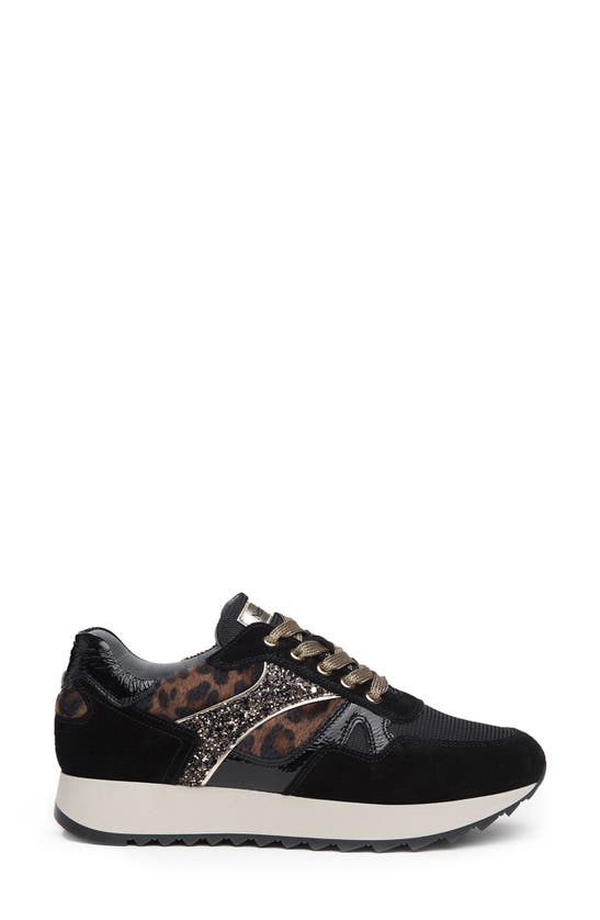Nerogiardini Leopard Glitter Runner Sneakers In Black