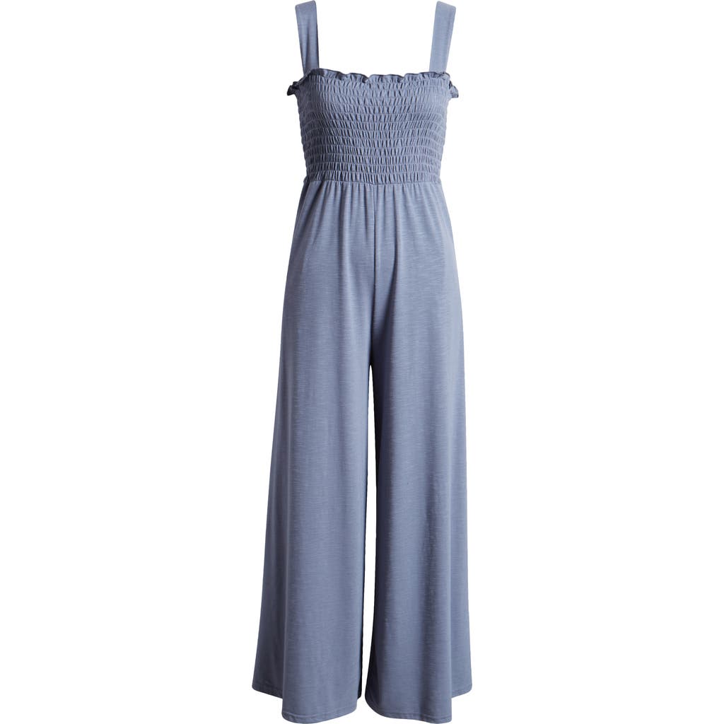 Roxy Just Passing By Smocked Wide Leg Jumpsuit In Wild Wind