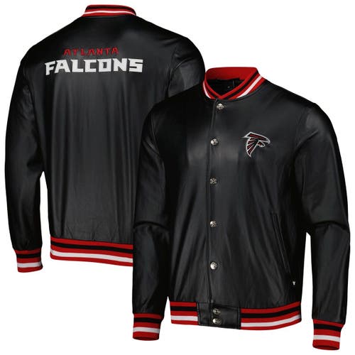 Men's The Wild Collective Black Atlanta Falcons Metallic Bomber Full-Snap Jacket