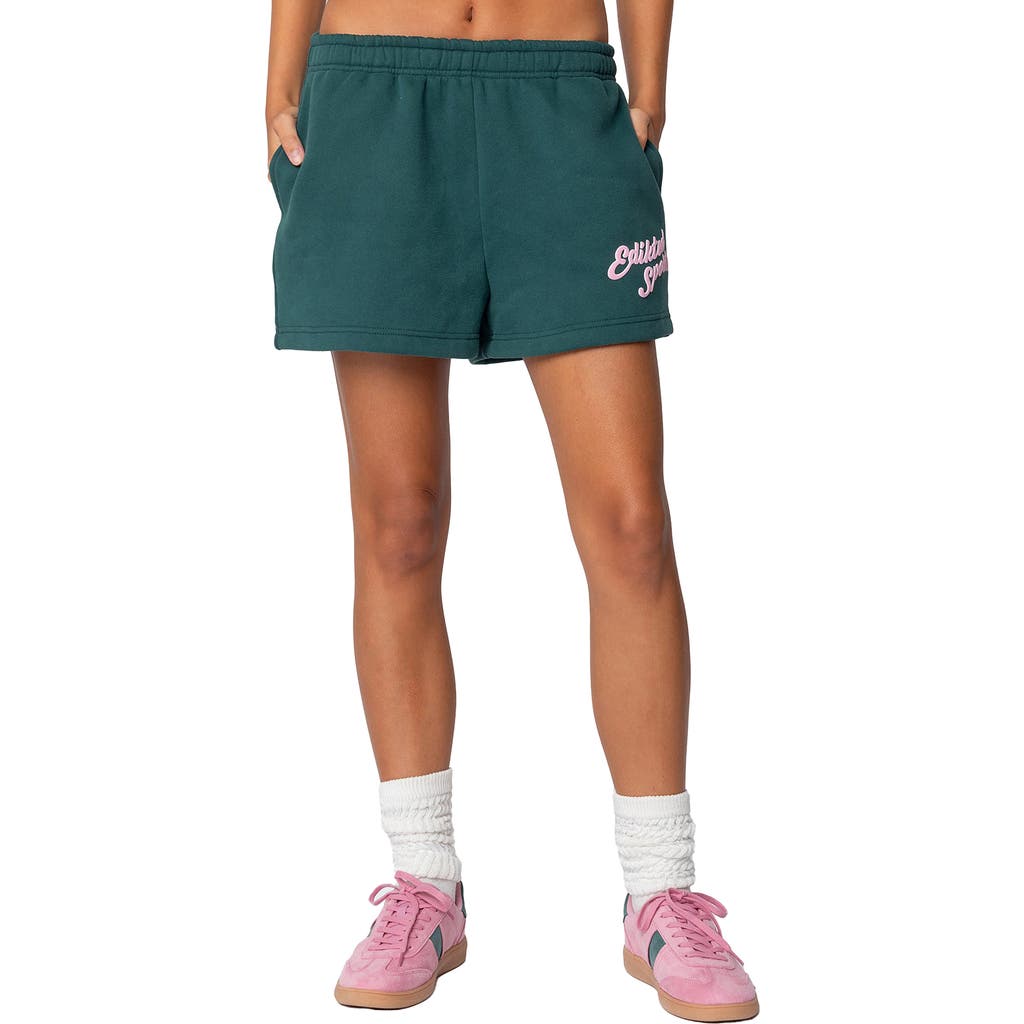 Shop Edikted So Sporty Sweat Shorts In Green