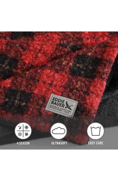 Eddie Bauer Capitol Hill Plaid Faux Fur Throw Blanket In Red