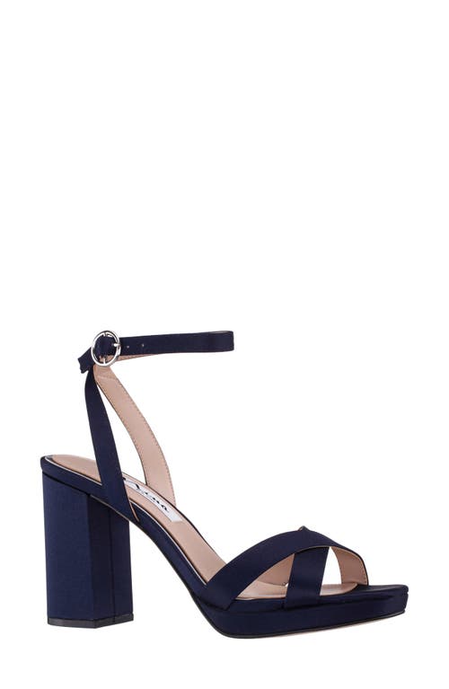 Nina Sheilia Ankle Strap Sandal In New Navy Luster Satin