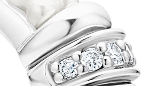 Lagos Sterling Silver White Caviar White Ceramic Diamond 1-row Hoop Earrings, 23mm In Silver/diamond