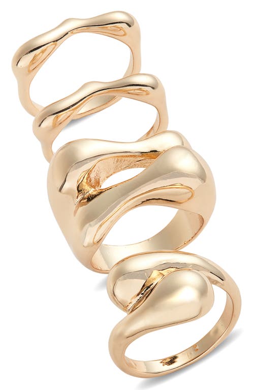 Open Edit Set of 4 Interlocking Rings in Gold 