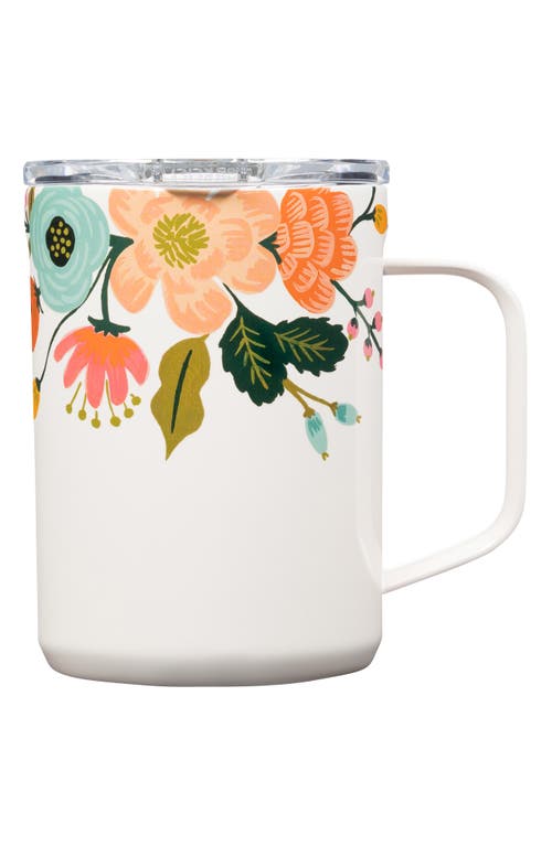 Corkcicle 16-Ounce Insulated Mug in Gloss Cream Lively Floral at Nordstrom