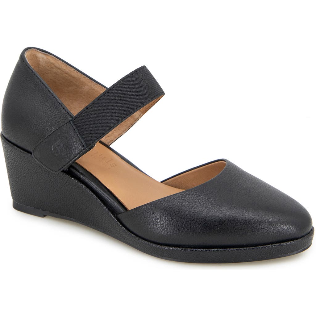 Shop Gentle Souls By Kenneth Cole Gentle Souls Oriana Ankle Strap Wedge Pump In Black Leather