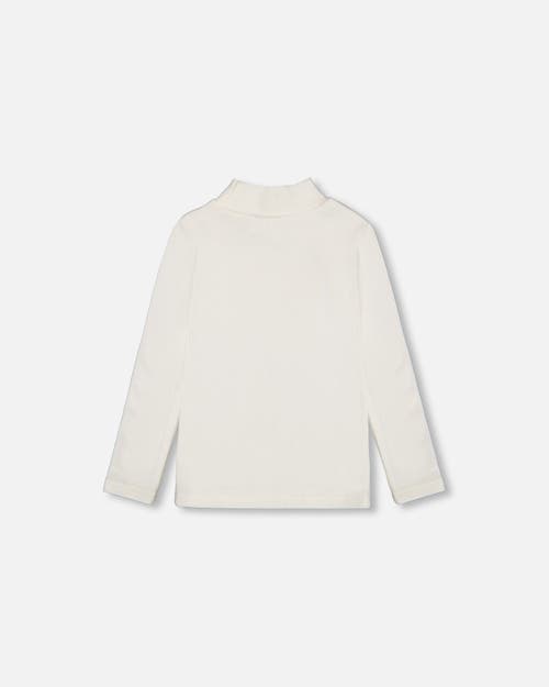 DEUX PAR DEUX DEUX PAR DEUX LITTLE GIRL'S SUPER SOFT BRUSHED MOCK NECK TOP OFF WHITE