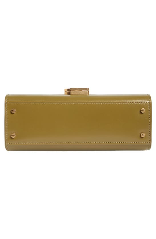 Saint Laurent Mini Cassandra Leather Top Handle Bag In Vert Olive