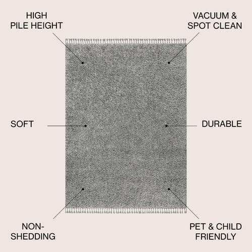 Jonathan Y Mercer Shag Plush Tassel Area Rug In Charcoal