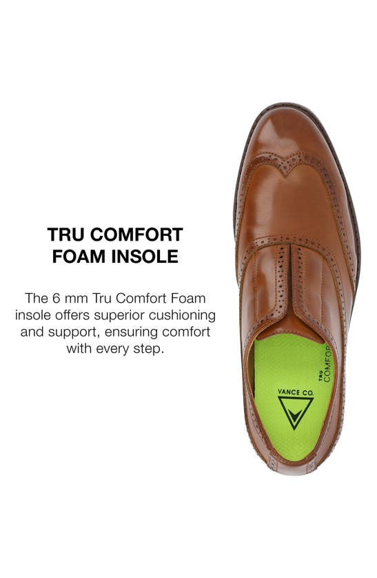 Vance Co. Nikola Tru Comfort Wingtip Slip-on Oxford In Cognac