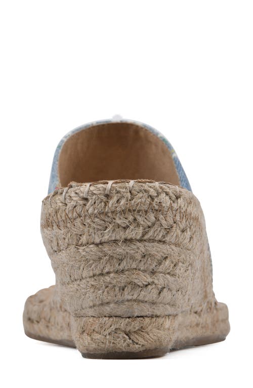 Shop White Mountain Footwear Beachball Espadrille Wedge Sandal In Floral Denim/fabric