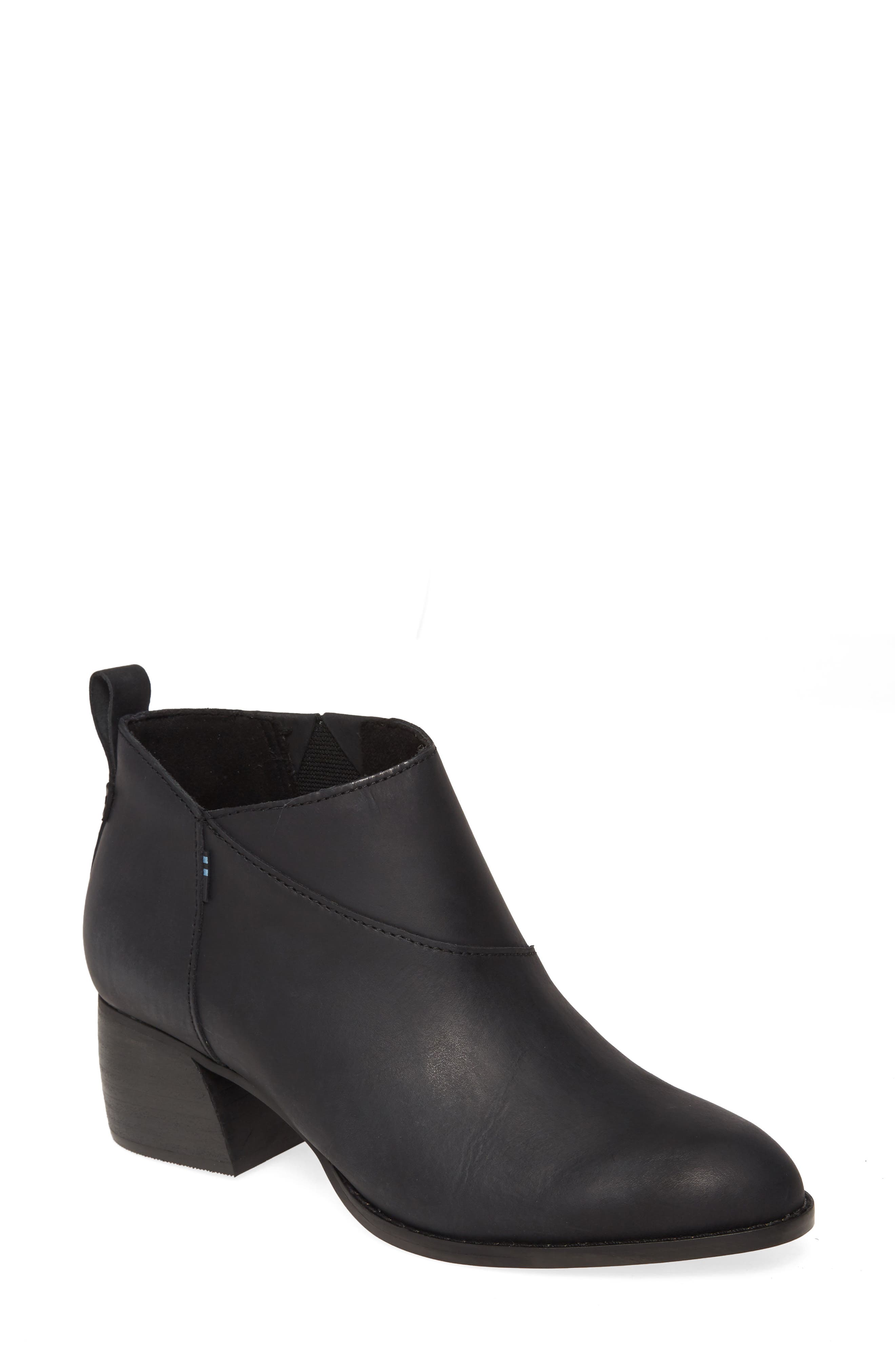 toms black leather booties
