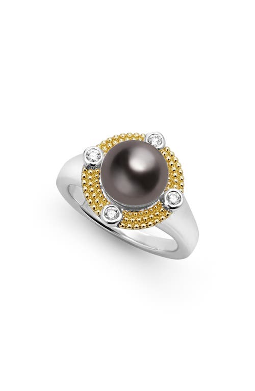 LAGOS Luna Freshwater Pearl & Diamond Lux Ring in Luna Blk at Nordstrom