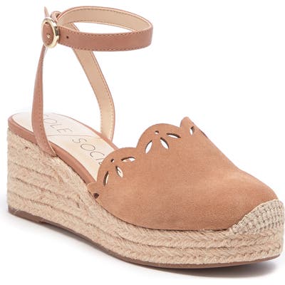Sole Society Calysa Ankle Strap Espadrille Wedge, Brown